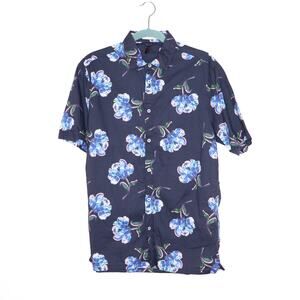 GOOD MAN BRAND On Point Shirt in Navy Painted Peony Short Sleeve Woven Men's L
